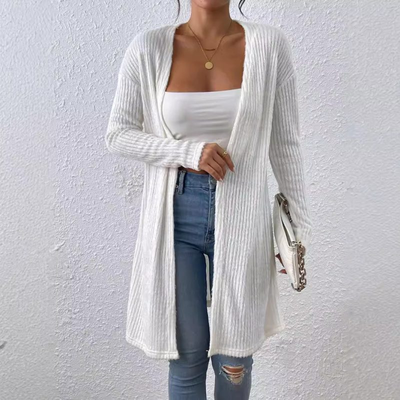 Fall Casual Furry Shawl Long Coat - Long Sleeve - Image 2