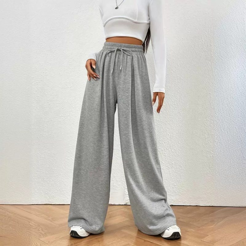 Slimming High-Waist Wide Leg Track Sweatpants - Spring/Autumn Casual