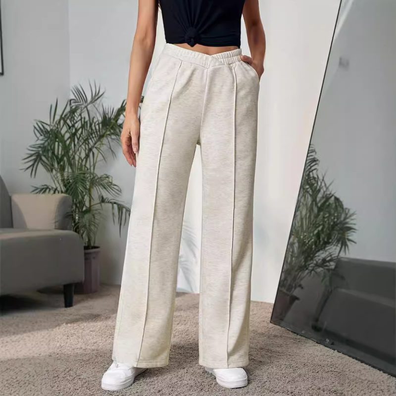 Autumn High-Waist Sweatpants - Split Straight Wide Leg, Casual Sports Pants