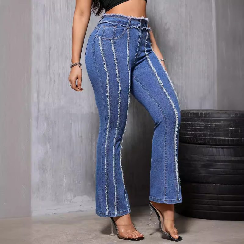 Women's Flared Denim Jeans with Tassels - Summer Style - Image 4