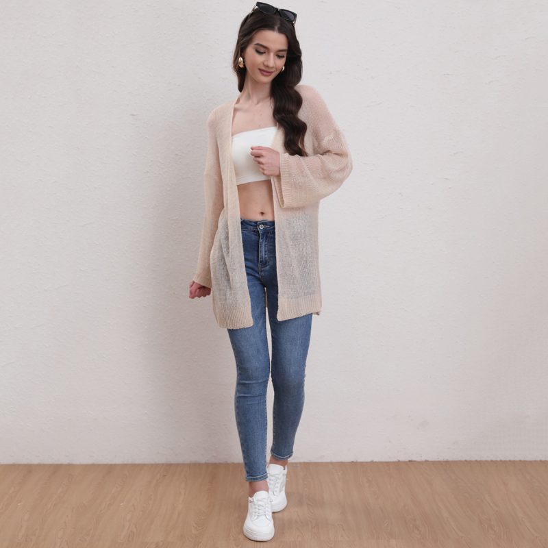 Cutout Knitted Cardigan - Casual Sweater Top - Image 4
