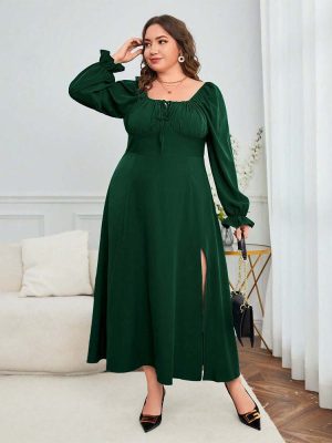 Plus Size French Elegant Midi Dress