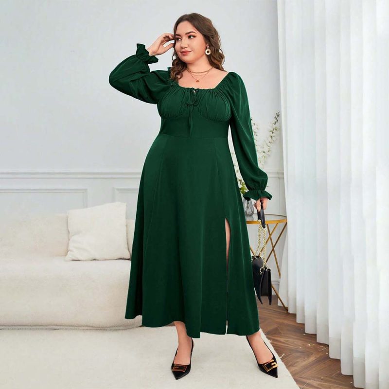 Plus Size French Elegant Midi Dress