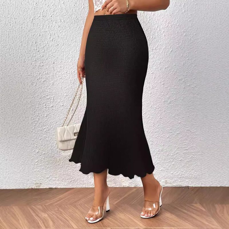 Elegant Knitted Jacquard Fishtail Skirt - Elastic Long Skirt