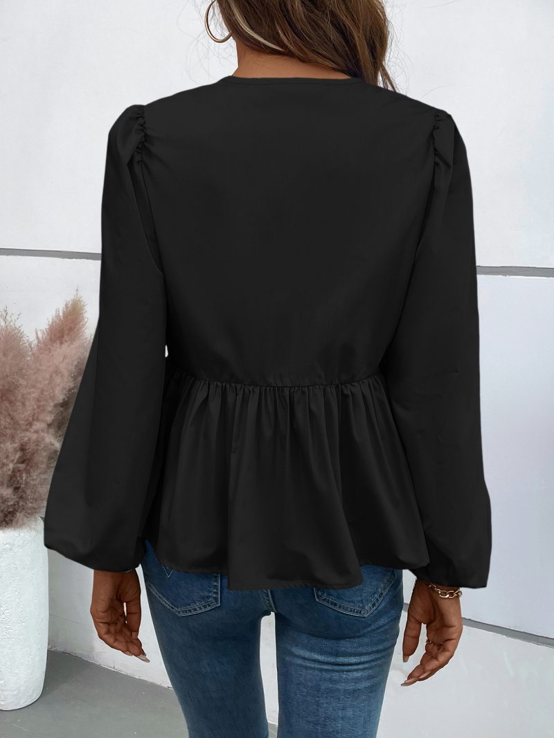 Women's Casual Loose Fit Sexy Buckle Shirt Top - Image 2
