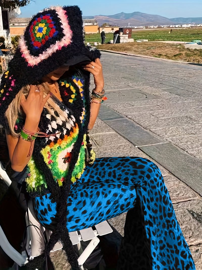 Leopard Print Skinny Bell Bottom Pants - Trendy Casual Wear - Image 6