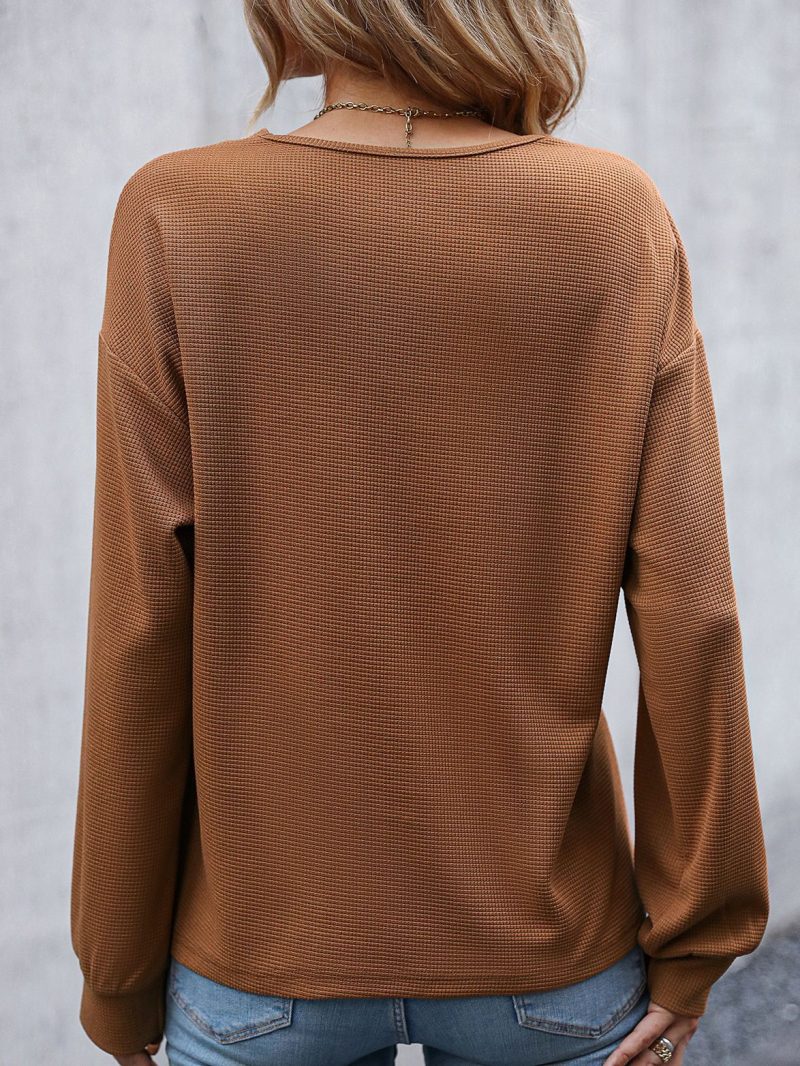 Autumn V-Neck Hollow Out Knitted Top - Long Sleeve - Image 6