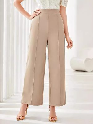 Elegant High Waist Wide Leg Straight Casual Pants for Office