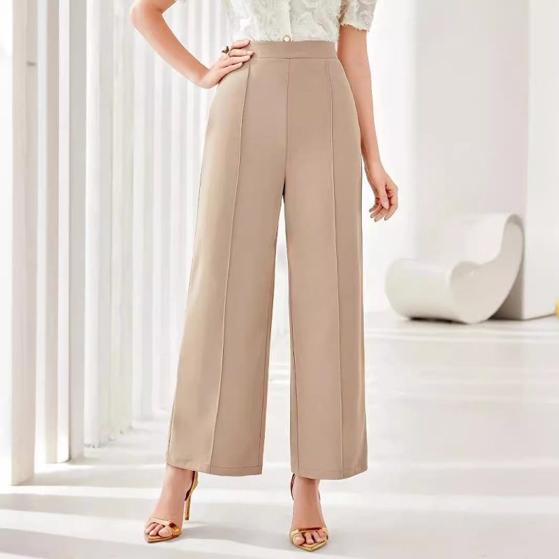 Elegant High Waist Wide Leg Straight Casual Pants for Office