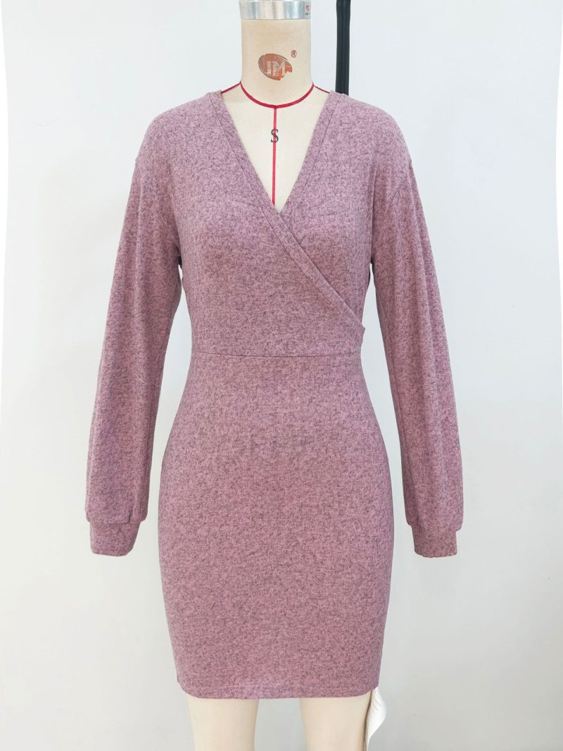 Autumn V-Neck Backless Dress - Long Sleeve & Sexy - Image 4
