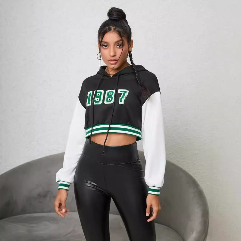 Women’s Loose Slimming Hooded Cropped Sleeve Sweater