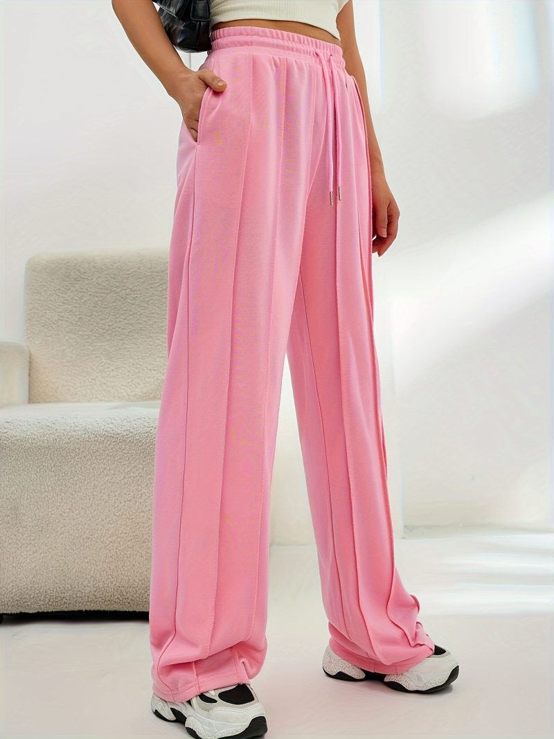 Gray High-Waist Wide Leg Sweatpants - Casual Loose Track Pants for Women - Image 6