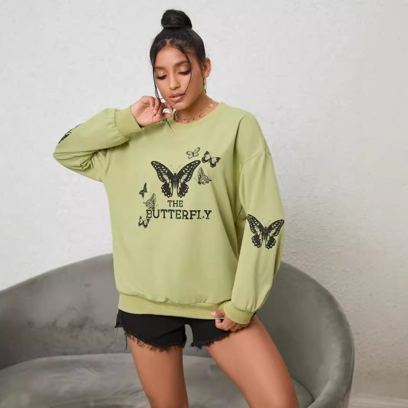 Niche Printing Long Sleeve Crew Neck Sweater - Image 4