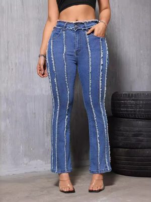 Women’s Flared Denim Jeans with Tassels – Summer Style