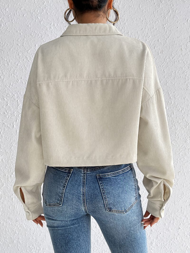 Short Autumn Winter Polo Collar Button Casual Coat for Women - Image 5