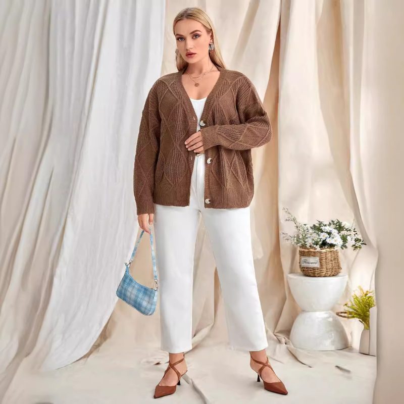 Custom Elegant Knitted Cardigan Coat - Autumn/Winter - Image 3