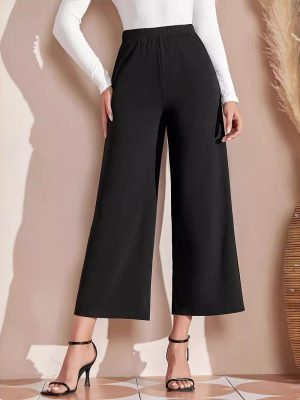 High-Waist Wide Leg Pants for Women – Slimming Draped Casual Trousers