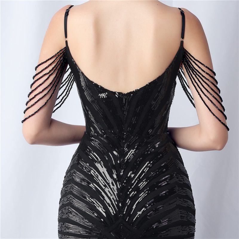 Beaded Floral Sequin Sling Dress - Wedding & Evening - Image 6