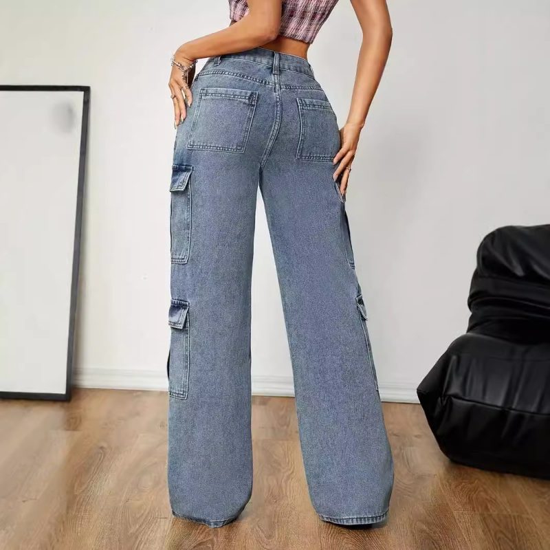 Stretch Denim Trousers with Multi Pockets - No Belt - Image 3