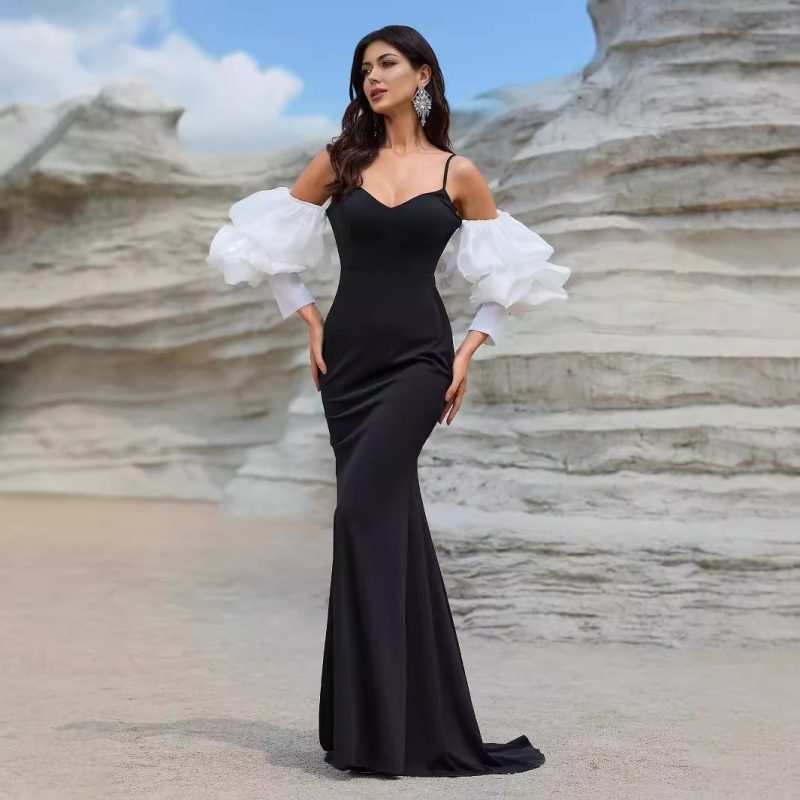 Ladies Elegant Fishtail Evening Gown with Sling Stitching and Glossy Lantern - Image 5