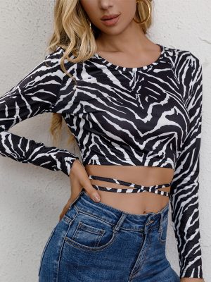 Backless Lace-Up Zebra Print Top – Slimming & Sexy