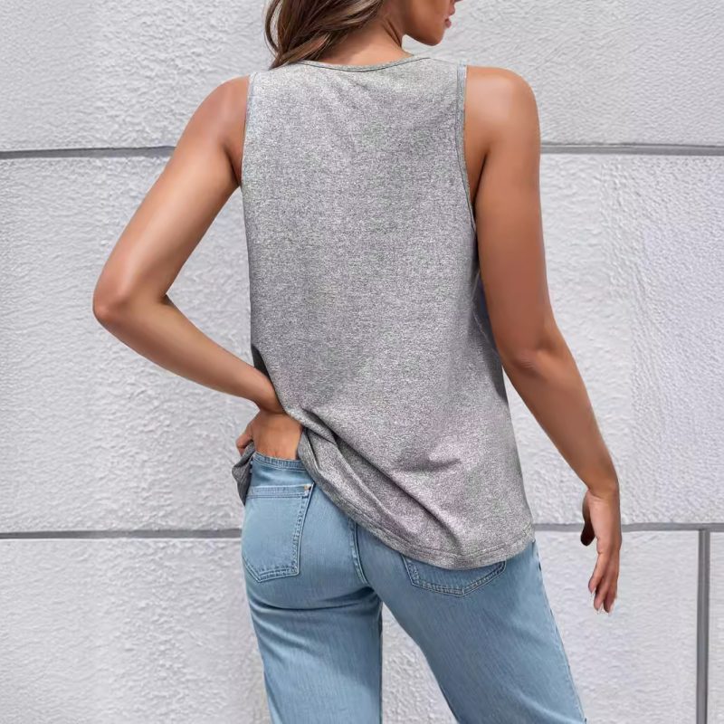 Women's V Neck Lace Loose Top - Elegant Office Vest Shirt - Image 2