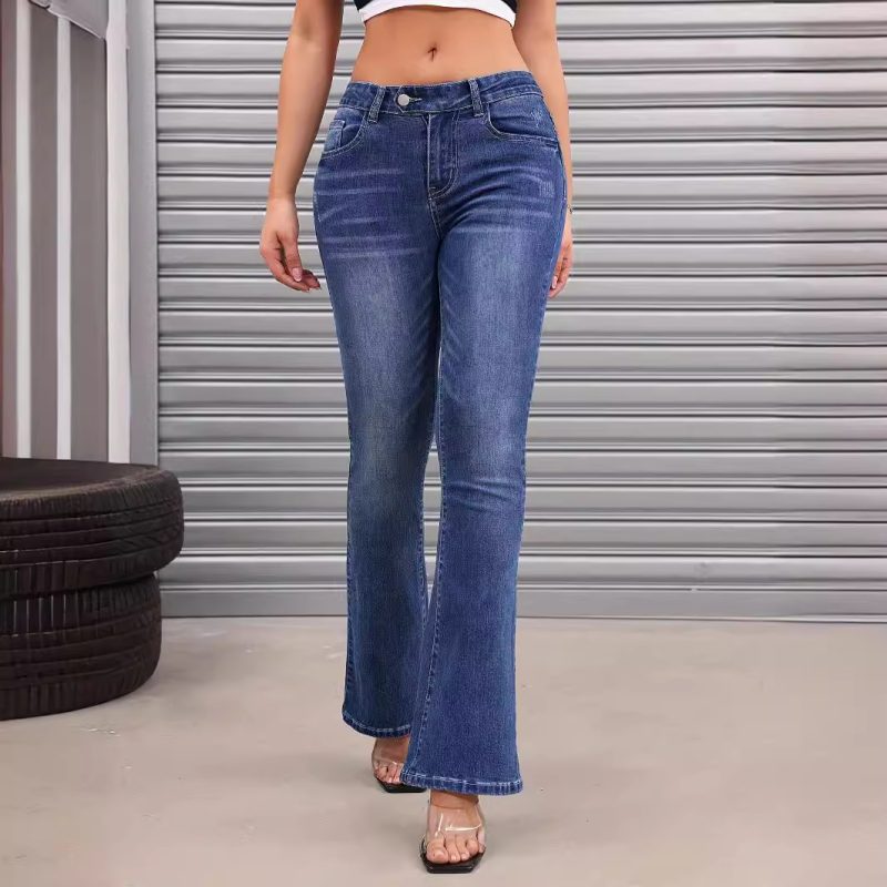 Slimming Slightly Flared Stretch Jeans for Women - Image 4