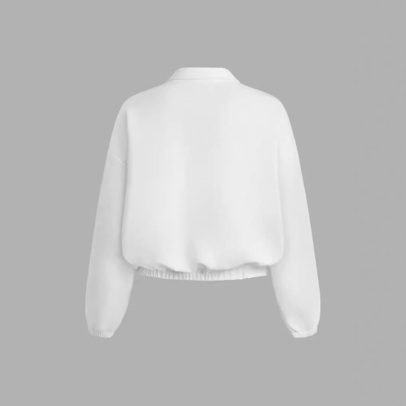 Women's Autumn Winter Solid Color Half-Zip Collared Sports Sweater - Image 3