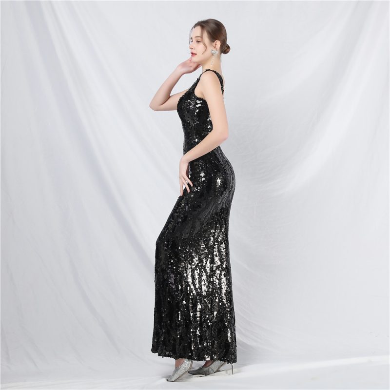 Colorful Sequin Long Evening Dress - Designer Style - Image 5