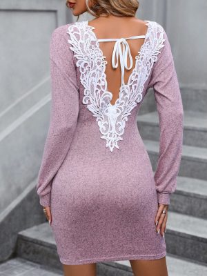 Autumn V-Neck Backless Dress – Long Sleeve & Sexy