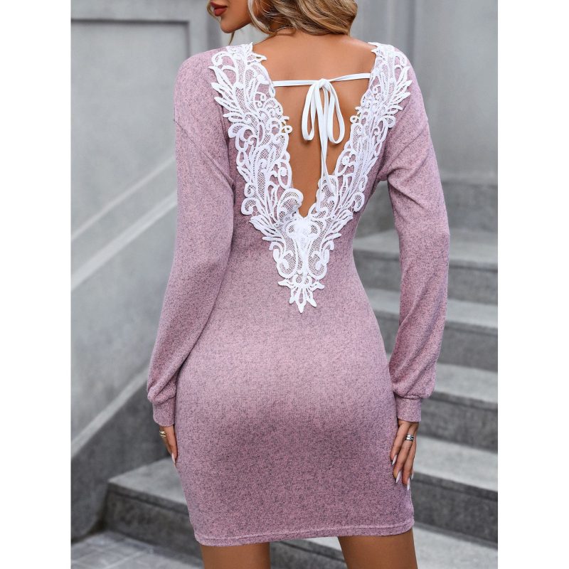 Autumn V-Neck Backless Dress - Long Sleeve & Sexy