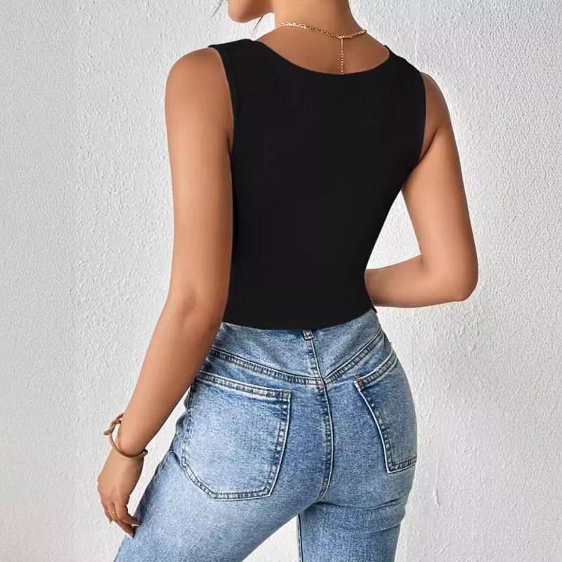 Sexy Slimming Sunken Stripe Camisole - Waist Hemming Design - Image 2