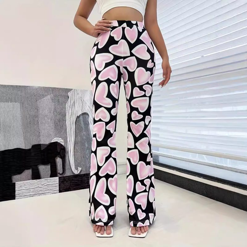 High-Waist Printed Casual Pants - Hip-Wrapped Micro Bell Bottoms for Women - Image 3