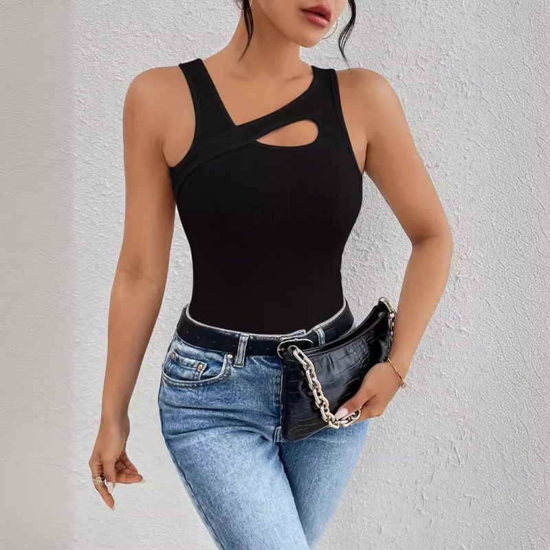Slim Hollow Out Cutout Sleeveless Vest for Women