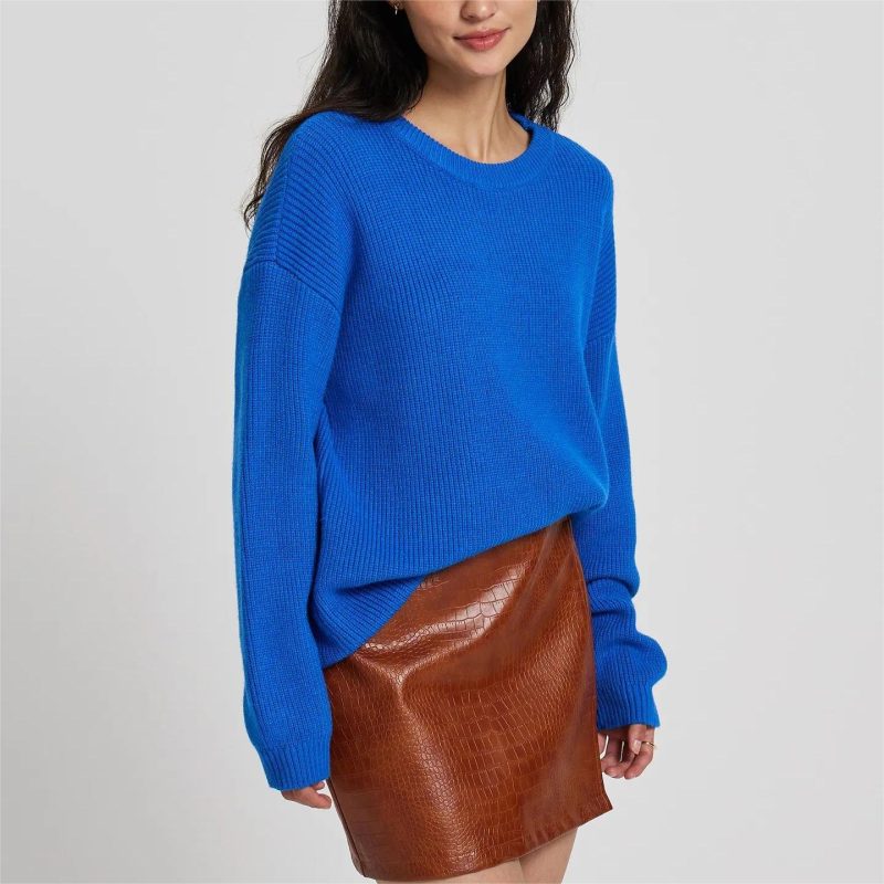 Loose Fit Round Neck Pullover - Autumn Winter Knit Sweater - Image 4