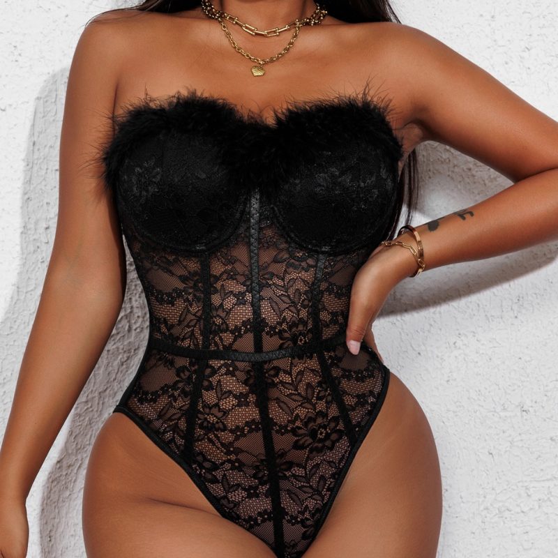 Sexy Lace Tube Top Jumpsuit - Tight One-Piece Innerwear - Image 2