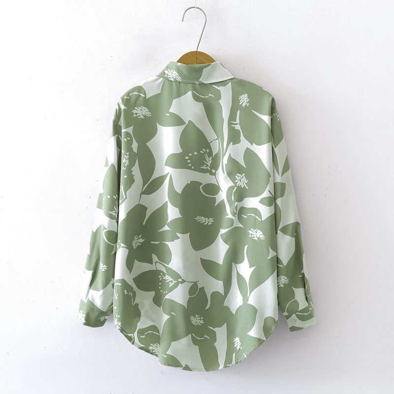 Women's Floral Loose Collared Long Sleeve Shirt - Image 2