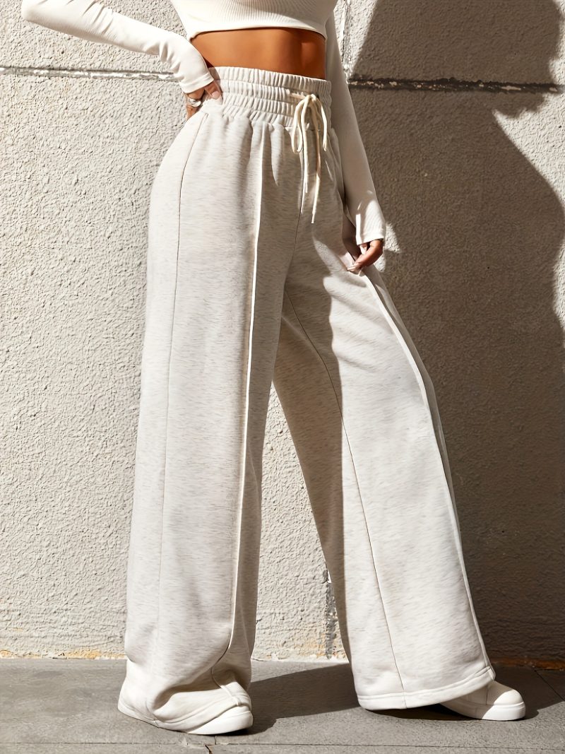 Soft High-Waist Wide Leg Sweatpants for Women - Casual Drooping Fit - Image 4
