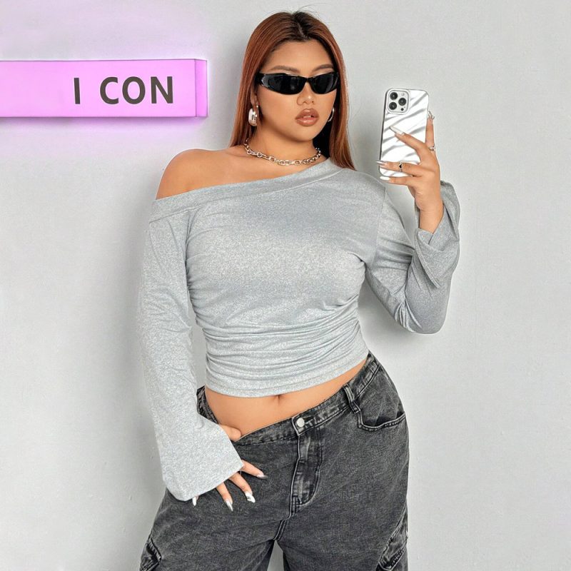 Plus Size Trendy Long Sleeve Top - Autumn/Winter - Image 2