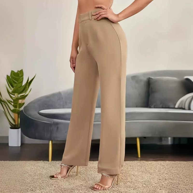 High Waist Slim Fit Casual Work Trousers for Women - Image 2