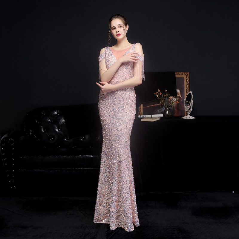 Colorful Sequin Fishtail Toast Dress - Slim Fit - Image 2