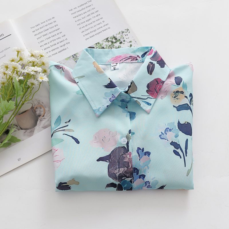 Women's Loose Fit Printed Shirt - Collared, Long Sleeves - Image 4