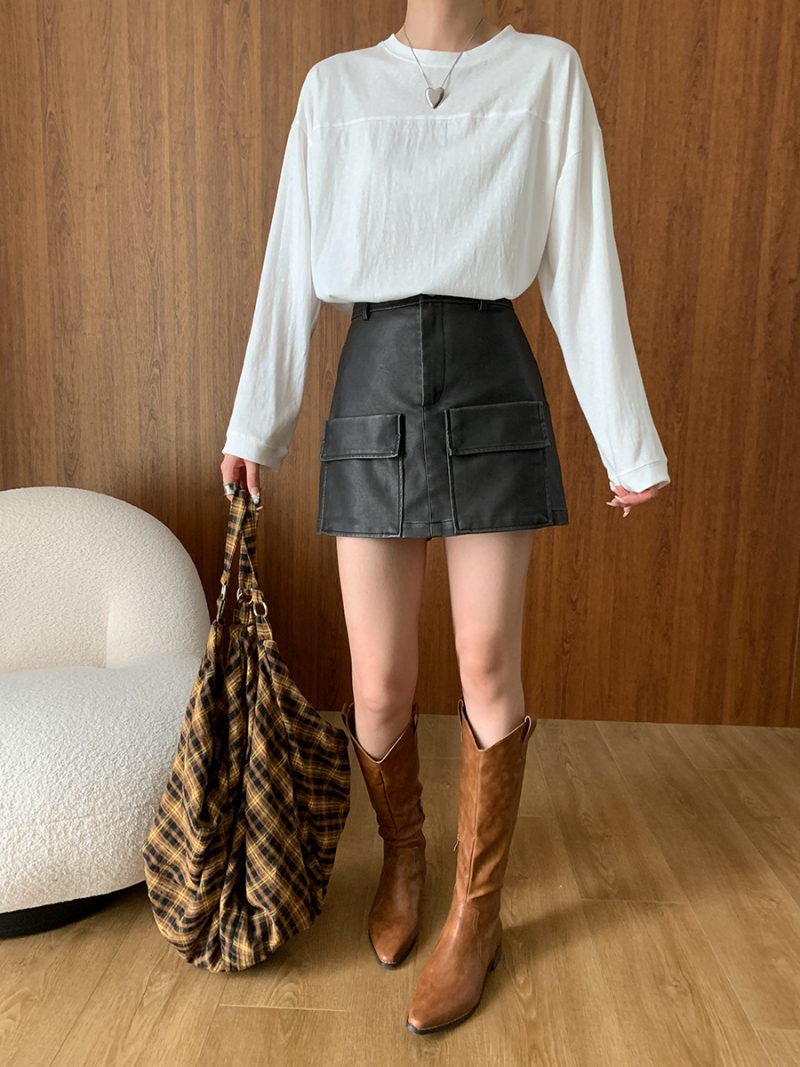 Niche Design Round Neck Stitching Loose Long Sleeve T-Shirt for Early Autumn - Image 4