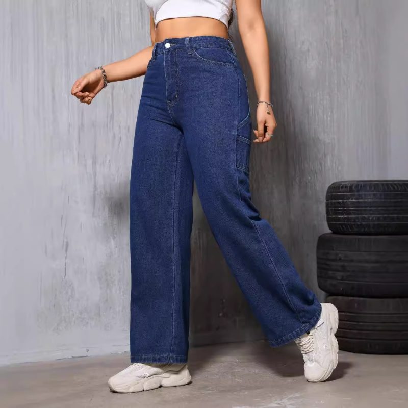 High Waist Retro Straight Jeans for Women - Slimming & Loose Fit - Image 4