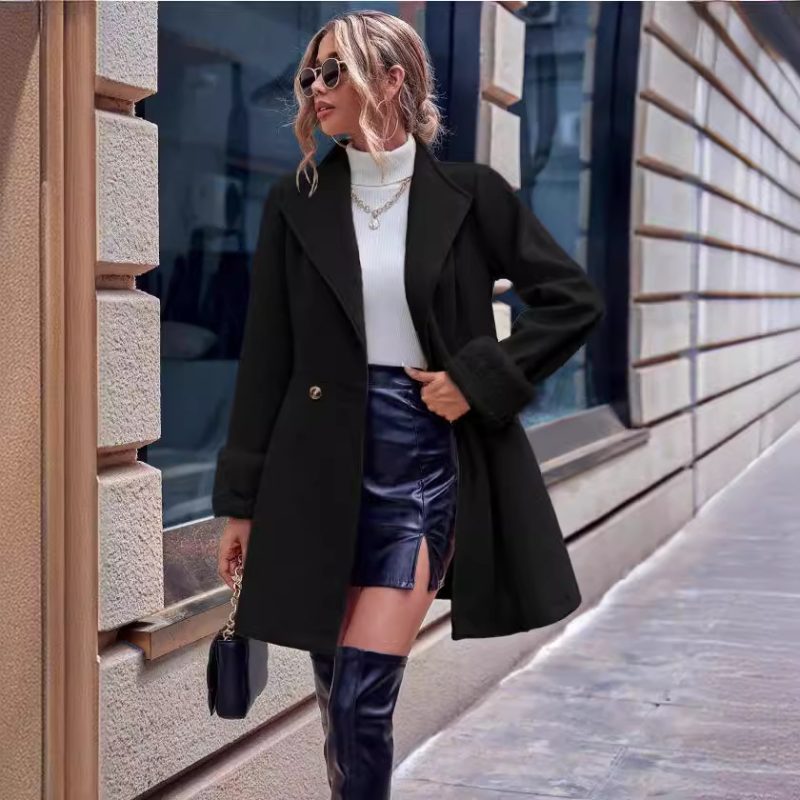 Winter Leopard Print V Neck Coat - Office Long Sleeve - Image 2