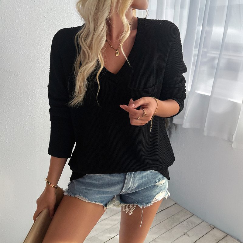 Women’s Autumn Winter Loose Casual V-Neck Long Sleeve Sweate - Image 3