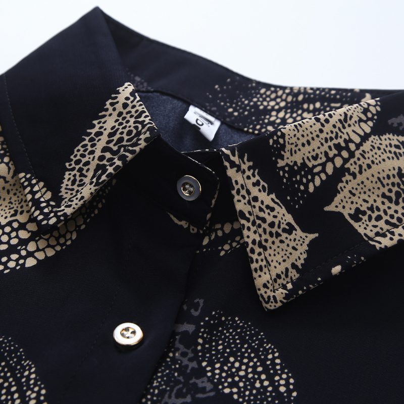 Women's Floral Loose Fit Shirt - Collared, Long Sleeves - Image 3