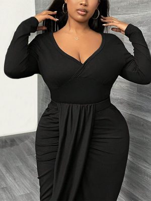 Plus Size Solid Color Long Sleeve T-Shirt – Autumn/Winter