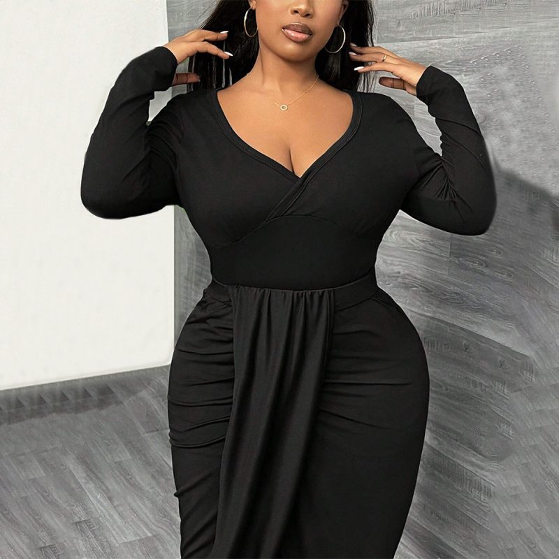 Plus Size Solid Color Long Sleeve T-Shirt - Autumn/Winter
