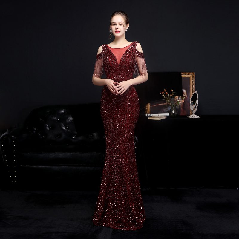 Colorful Sequin Fishtail Toast Dress - Slim Fit - Image 5